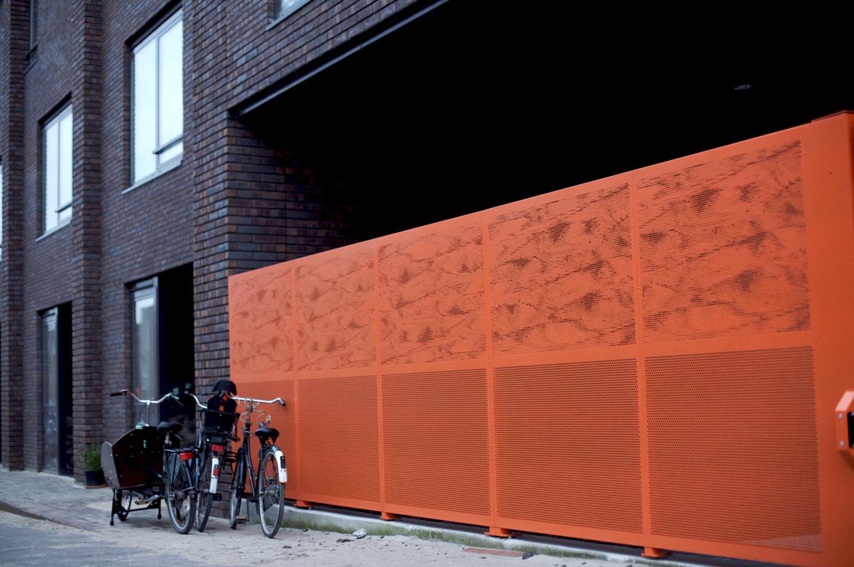 exterieur project poort IJburg blok 52a/b art punch texturen patroon i.s.m. Bakers architecten driessenenvandeijne.design